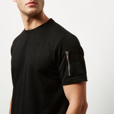 Black zip sleeve T-shirt